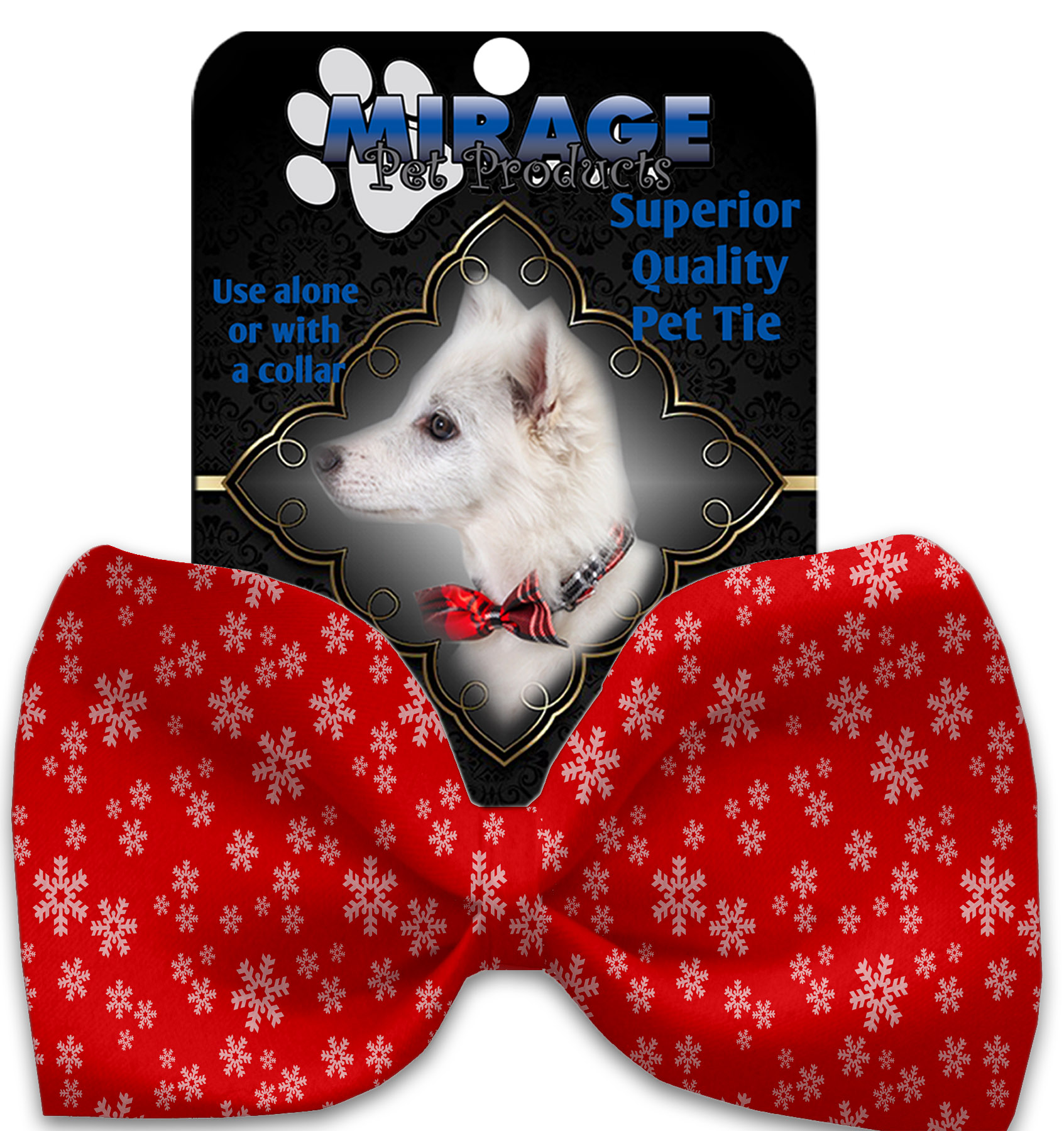 Red and White Snowflakes Pet Bow Tie